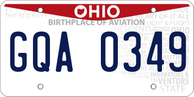 OH license plate GQA0349