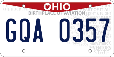 OH license plate GQA0357