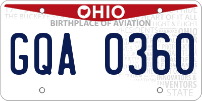 OH license plate GQA0360