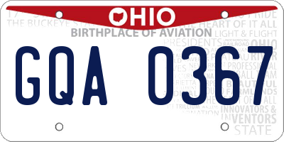 OH license plate GQA0367
