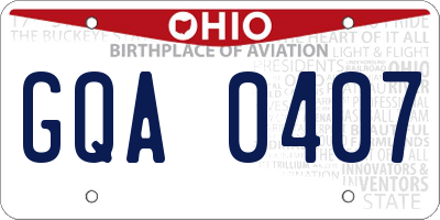 OH license plate GQA0407