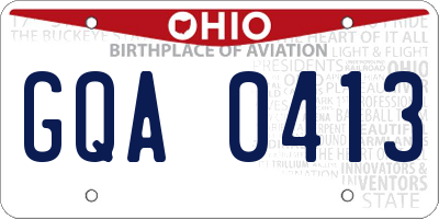 OH license plate GQA0413