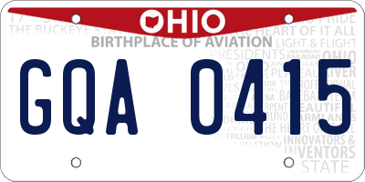 OH license plate GQA0415