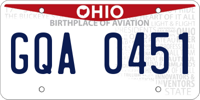 OH license plate GQA0451
