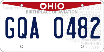 OH license plate GQA0482