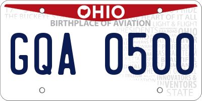 OH license plate GQA0500