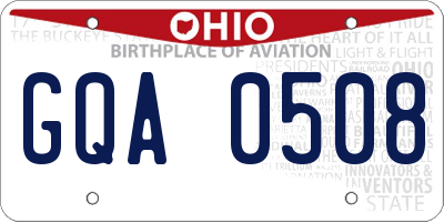 OH license plate GQA0508