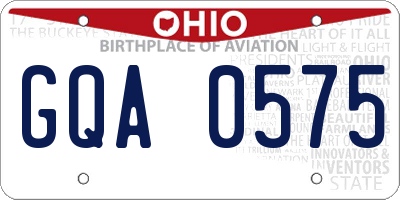 OH license plate GQA0575