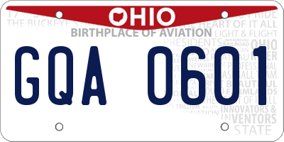 OH license plate GQA0601