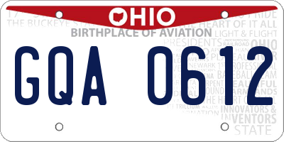 OH license plate GQA0612