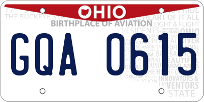 OH license plate GQA0615