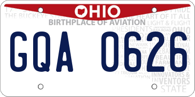 OH license plate GQA0626