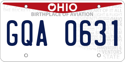 OH license plate GQA0631