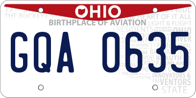 OH license plate GQA0635