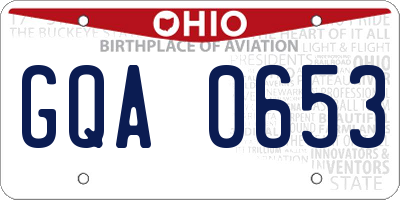 OH license plate GQA0653