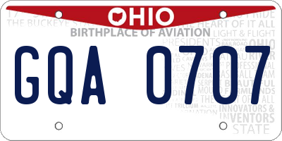 OH license plate GQA0707