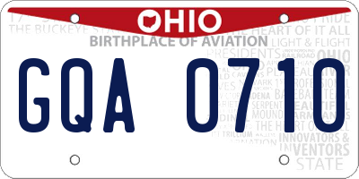OH license plate GQA0710
