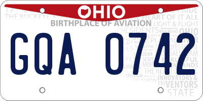 OH license plate GQA0742