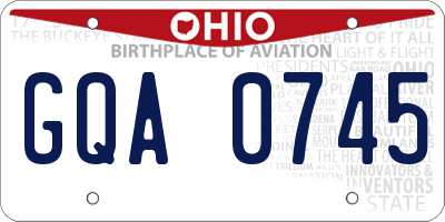 OH license plate GQA0745