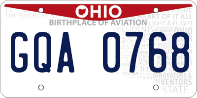 OH license plate GQA0768