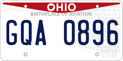 OH license plate GQA0896