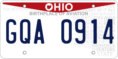 OH license plate GQA0914