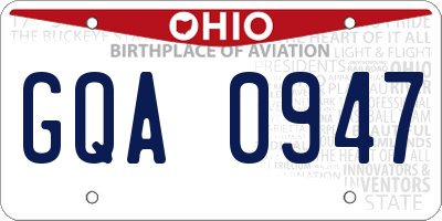 OH license plate GQA0947