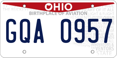 OH license plate GQA0957