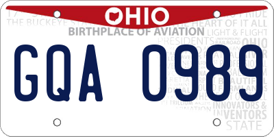 OH license plate GQA0989