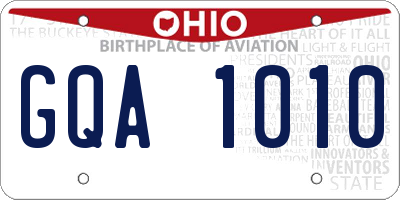 OH license plate GQA1010