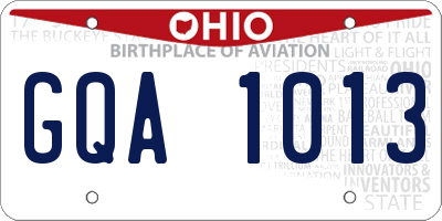 OH license plate GQA1013