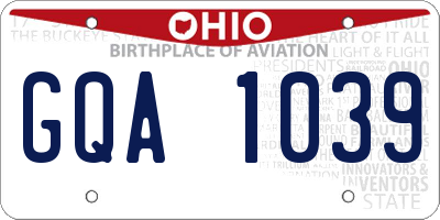 OH license plate GQA1039