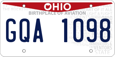 OH license plate GQA1098