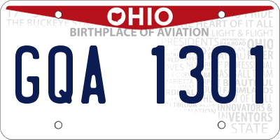 OH license plate GQA1301
