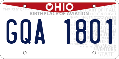 OH license plate GQA1801