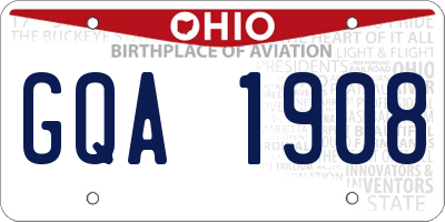 OH license plate GQA1908