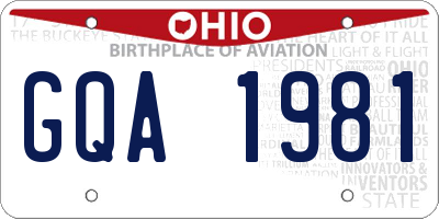 OH license plate GQA1981