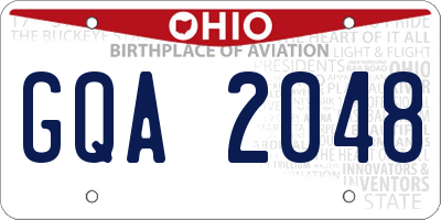 OH license plate GQA2048