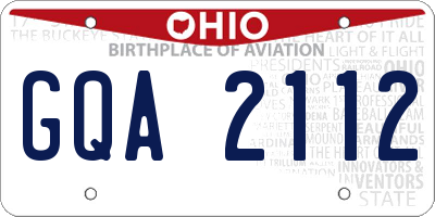 OH license plate GQA2112