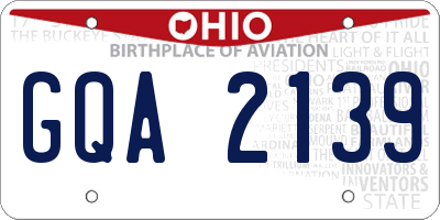 OH license plate GQA2139