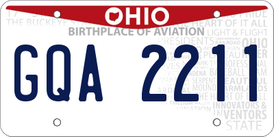 OH license plate GQA2211