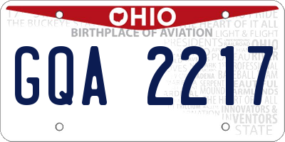 OH license plate GQA2217