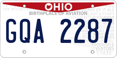 OH license plate GQA2287