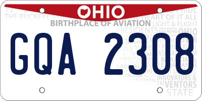 OH license plate GQA2308