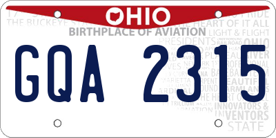 OH license plate GQA2315