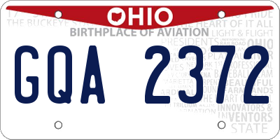 OH license plate GQA2372