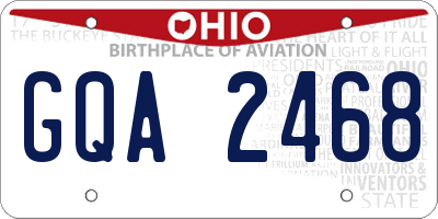 OH license plate GQA2468