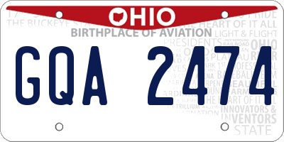 OH license plate GQA2474