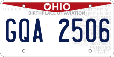 OH license plate GQA2506