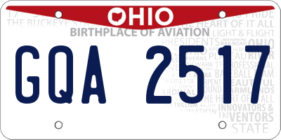 OH license plate GQA2517